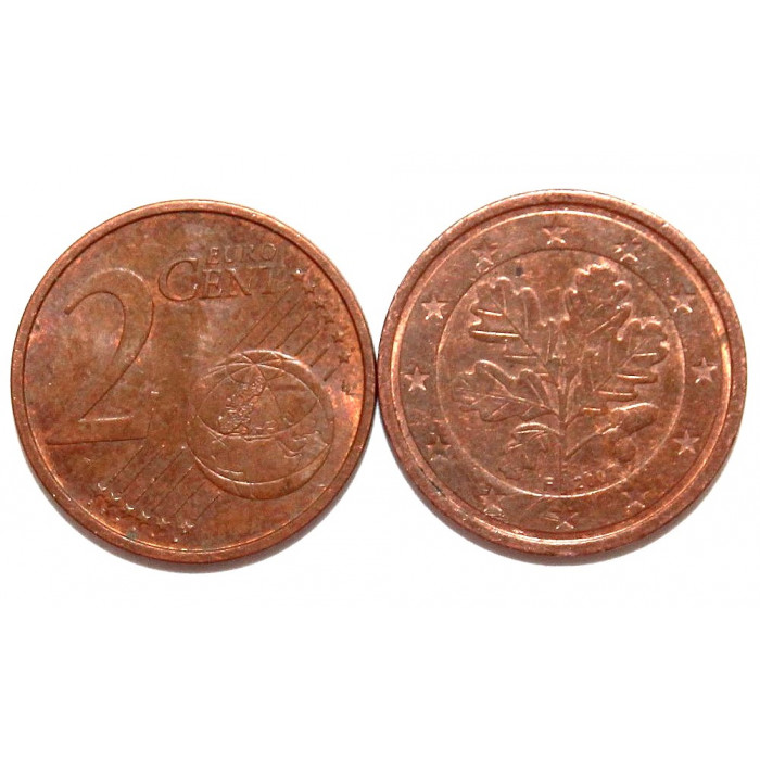 ГЕРМАНИЯ 2 евроцента 2002 (F) Ветвь дуба