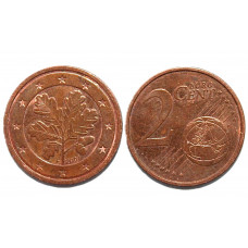 ГЕРМАНИЯ 2 евроцента 2007 (F). Ветвь дуба