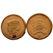 Нидерландские Антильские острова (Синт-Мартен) 5 гульденов 2013 UNC. «Отречение королевы Биатрикс»