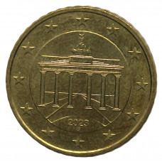 ГЕРМАНИЯ 50 евроцентов 2023 (G) UNC. Бранденбургские ворота в Берлине