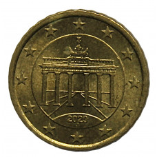 ГЕРМАНИЯ 10 евроцентов 2020 (J) aUNC. Бранденбургские ворота в Берлине