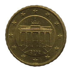 ГЕРМАНИЯ 10 евроцентов 2002 (A) aUNC. Бранденбургские ворота в Берлине