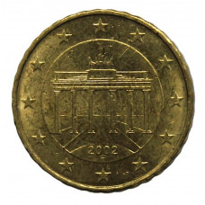 ГЕРМАНИЯ 10 евроцентов 2002 (F) aUNC. Бранденбургские ворота в Берлине