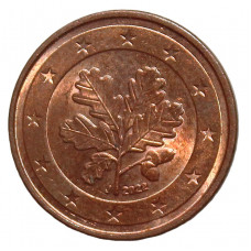 ГЕРМАНИЯ 2 евроцента 2022 (J) Ветвь дуба