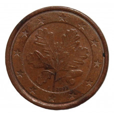 ГЕРМАНИЯ 1 евроцент 2002 (F) Ветвь дуба