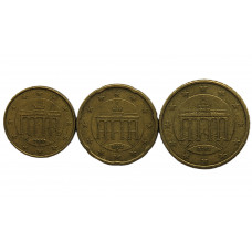 ГЕРМАНИЯ набор из 3 монет 2002+ (10, 20, 50 евроцентов) Бранденбургские ворота в Берлине