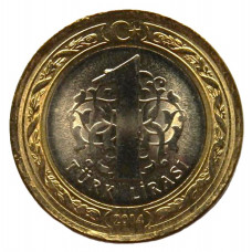 ТУРЦИЯ 1 лира 2014 UNC (KM# 1244) Мустафа Кемаль Ататюрк