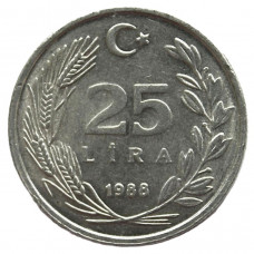 ТУРЦИЯ 25 лир 1988 (KM# 975) Мустафа Кемаль Ататюрк