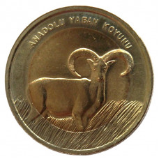 ТУРЦИЯ 1 лира 2015 UNC. «Фауна Турции». Анатолийский муфлон