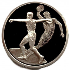 ГРЕЦИЯ 10 евро 2004 Серебро. «XXVIII летние Олимпийские игры в Афинах». Метание диска