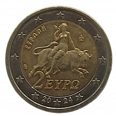 ГРЕЦИЯ 2 евро 2024. «Годовик». Похищение Европы Зевсом