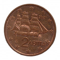 ГРЕЦИЯ 2 евроцента 2021. Корвет. Корабль