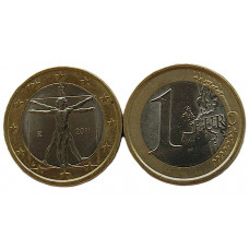 ИТАЛИЯ 1 евро 2011. Витрувианский человек