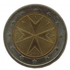 МАЛЬТА 2 евро 2015 аUNC. «Годовик». Мальтийский крест
