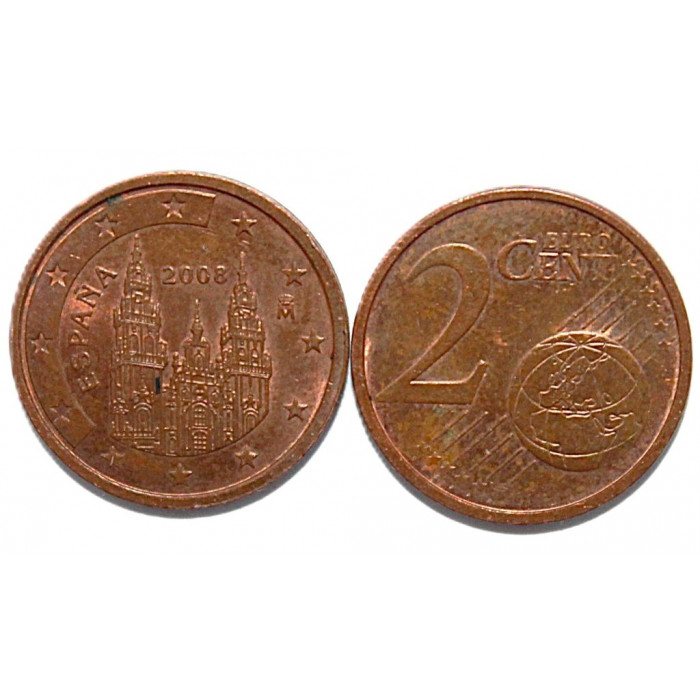 ИСПАНИЯ 2 евроцента 2008. Кафедральный собор Сантьяго-де-Компостелла