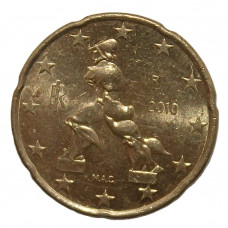 ИТАЛИЯ 20 евроцентов 2010. Скульптура «Уникальные формы непрерывности в пространстве»