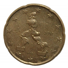 ИТАЛИЯ 20 евроцентов 2017. Скульптура «Уникальные формы непрерывности в пространстве»