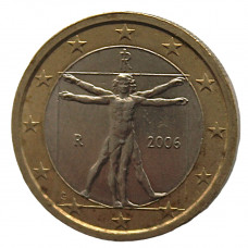 ИТАЛИЯ 1 евро 2006. Витрувианский человек