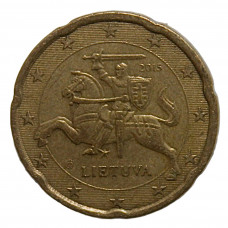 ЛИТВА 20 евроцентов 2015. Геральдический всадник «Витис»