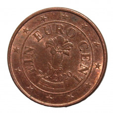 АВСТРИЯ 1 евроцентов 2020. Цветок альпийская горечавка