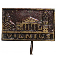 СССР (Литва) знак на игле «VILNIUS». Вильнюс. Кафедральный собор у подножия Замковой горы
