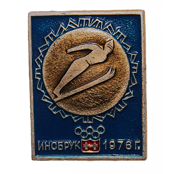 СССР нагрудный знак «ПРЫЖКИ С ТРАМПЛИНА». Олимпиада в Инсбруке 1976
