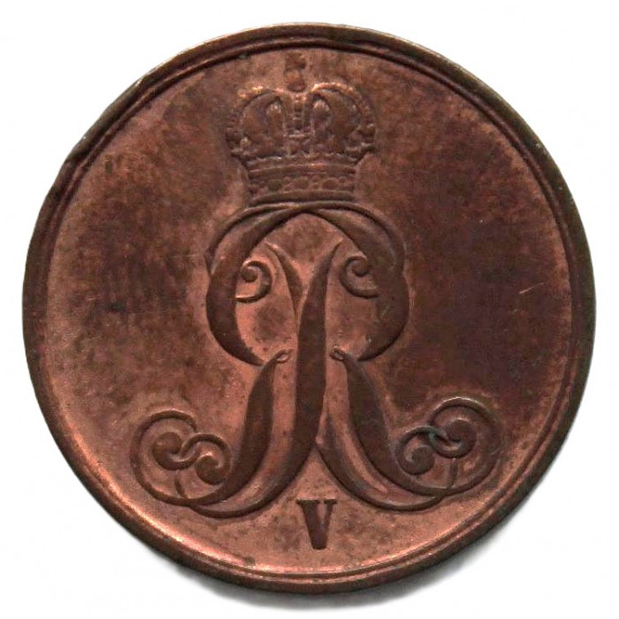 ГАННОВЕР 2 пфеннига 1854 (KM#217) Георг V