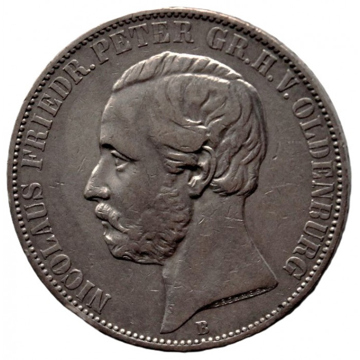 ОЛЬДЕНБУРГ 1 талер 1860 (КМ# 196) Николас Фридрих Петр. Редкий год