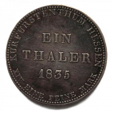 ГЕССЕН-КАССЕЛЬ 1 талер 1835 Вильгельм II. Родная патина! Редкий год!