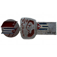 СССР нагрудный знак «VIVA CUBA». Да здравствует Куба! (комплект из 3 знаков)