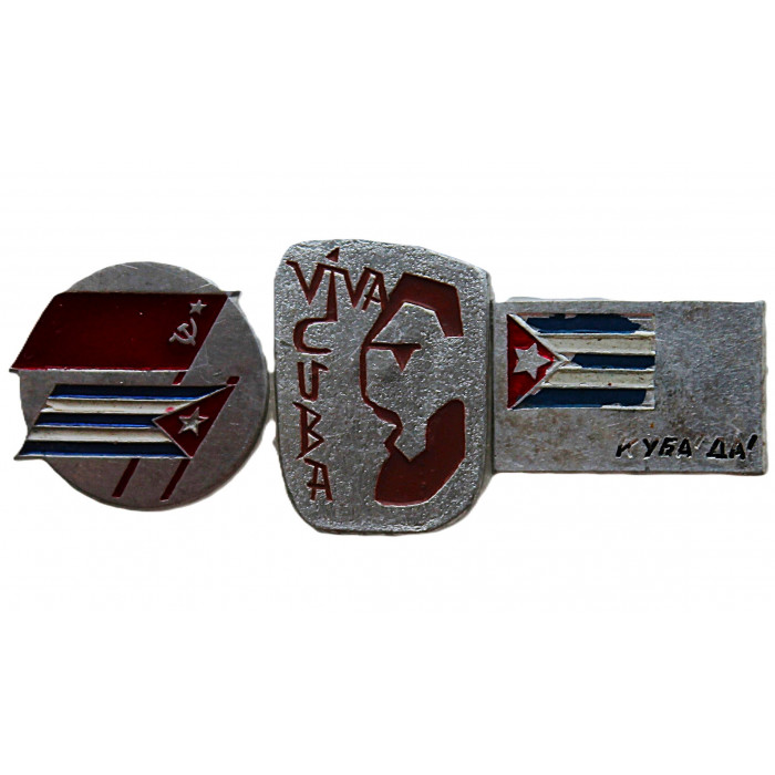 СССР нагрудный знак «VIVA CUBA». Да здравствует Куба! (комплект из 3 знаков)