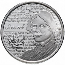 КАНАДА 25 центов 2013 UNC. Лора Секорд.  200 лет англо-американской войны 1812 года