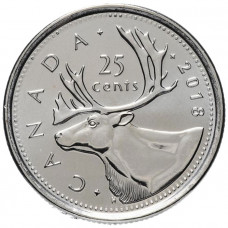 КАНАДА 25 центов 2018 UNC. Северный олень (Карибу)