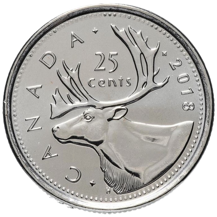 КАНАДА 25 центов 2018 UNC. Северный олень (Карибу)