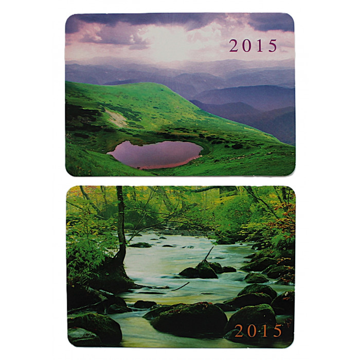 Пара карманных календарей за 2015 год "Горная река" и "Горное озеро" (Калуга)