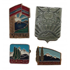 СССР нагрудный знак "Алма-Ата". Горные вершины. Комплект из 4 знаков