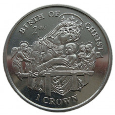 Остров Мэн 1 крона 1997 UNC. «Рождение Христа»