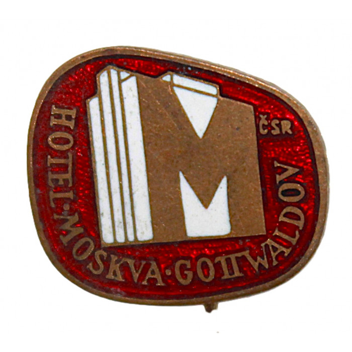 Чехословакия. Знак на игле "Hotel Moskva Gottwaldov". Гостиница "Москва" в городе Готвальдов