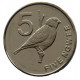 ЗАМБИЯ 5 нгве 2012 UNC. Птица "Райская вдовушка"