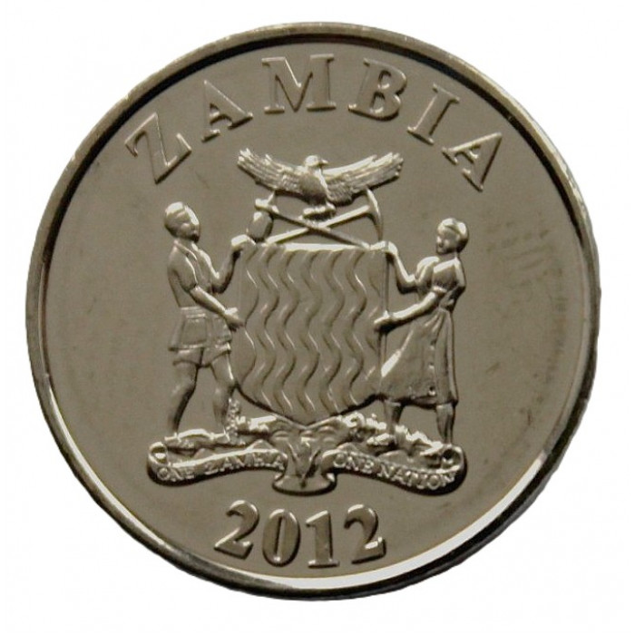 ЗАМБИЯ 5 нгве 2012 UNC. Птица "Райская вдовушка"