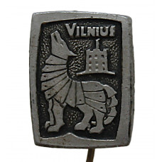 СССР (Литва) знак на игле "Vilnius". Вильнюс. Железный волк и башня Гедимина
