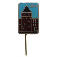 СССР (Латвия) знак на игле "Riga". Рига. Пороховая башня (тяжелый)
