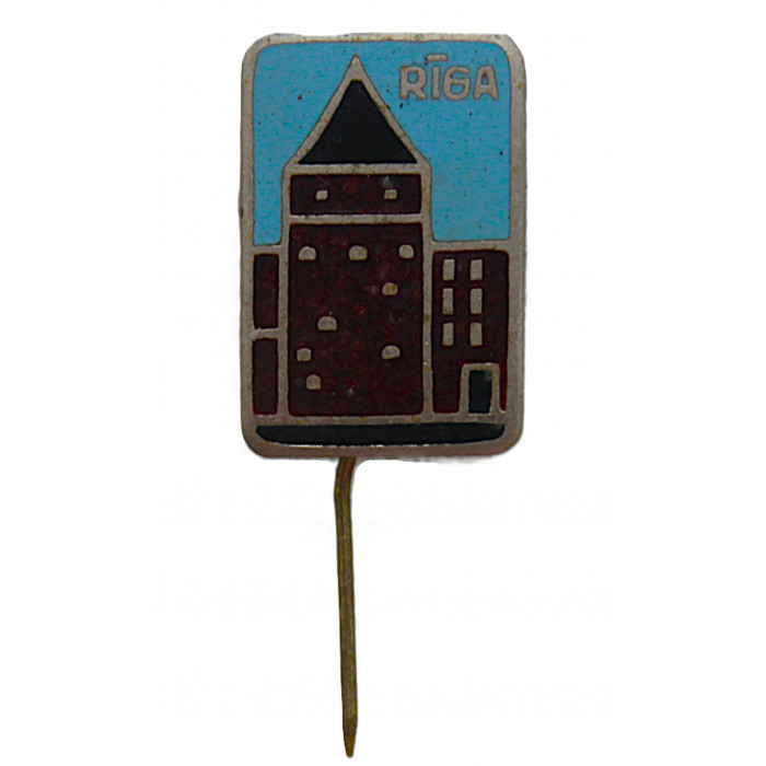 СССР (Латвия) знак на игле "Riga". Рига. Пороховая башня (тяжелый)