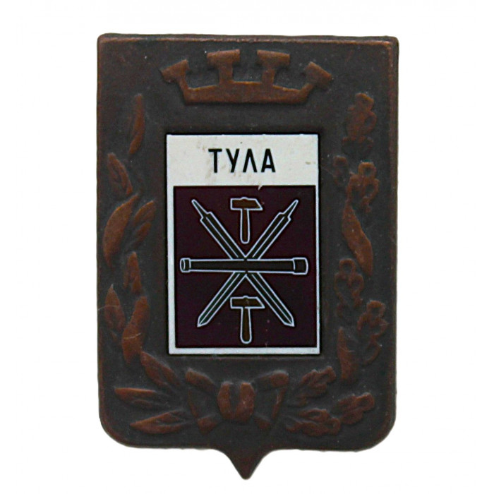 СССР знак "Тула" (Гербы городов СССР) Ситалл. Зеркальный