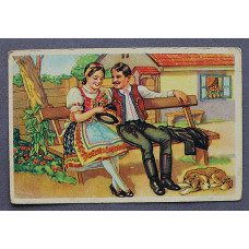 Венгрия. Почтовая открытка "Свидание". Влюбленная пара (Будапешт, 1940-е гг.) подписана