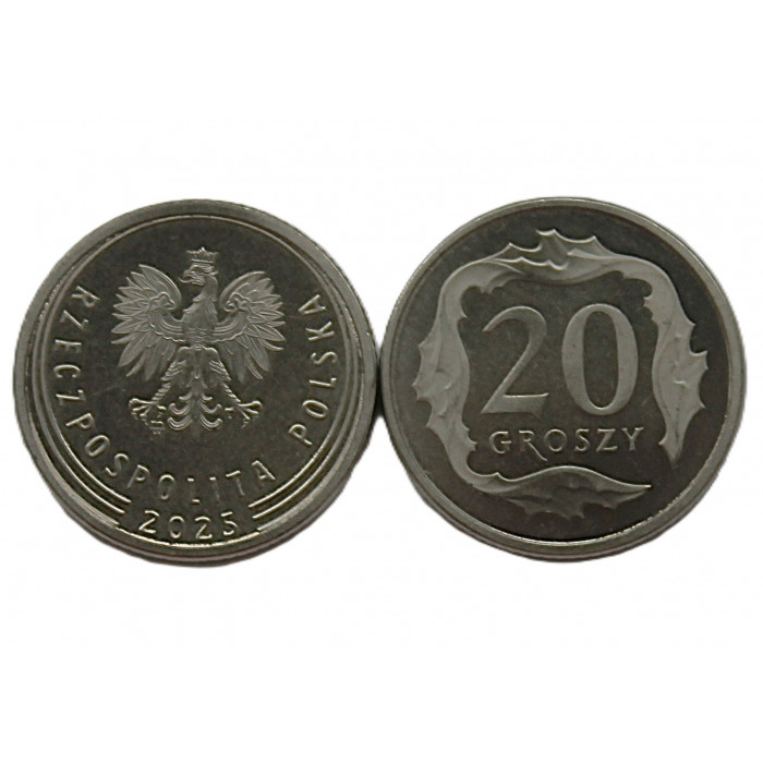 Польша 20 грошей 2025 UNC