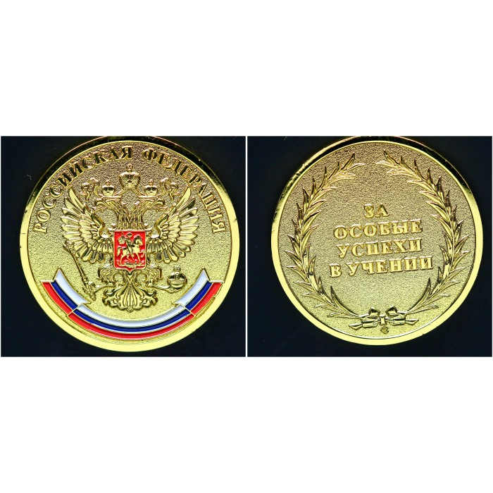 Медаль за успехи в учении РФ Золотая Об окончании школы ученическая медаль