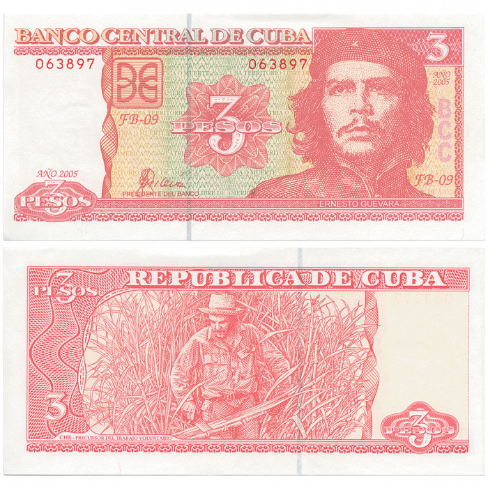 Куба 3 Песо 2005 год UNC P# 127b