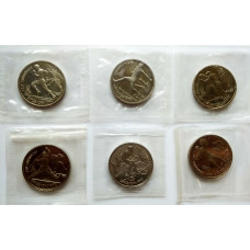 СССР 1 рубль 1991 год UNC XXV летние Олимпийские Игры, Барселона 1992 Набор 6 монет в запайках