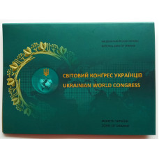 Украина 5 гривен 2017 год UNC UC# 329 50 лет Мировому конгрессу украинцев в сувенирной упаковке
